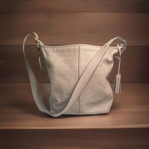 COACH 27959 LEGACY Duffle Embossed Leather Convertable RARE Gray Birch FREE SHIP